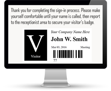 Visitor Management Badge Screen
